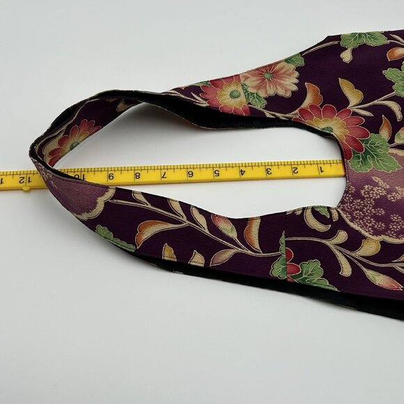 Boho Hippie Shoulder Tote Bag Purple Floral Hobo Style Fabric No Closure - Picture 5 of 10